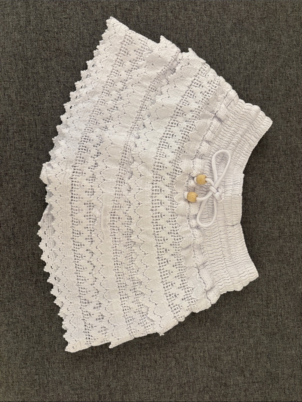 White Lace Knit Drawstring Skort
